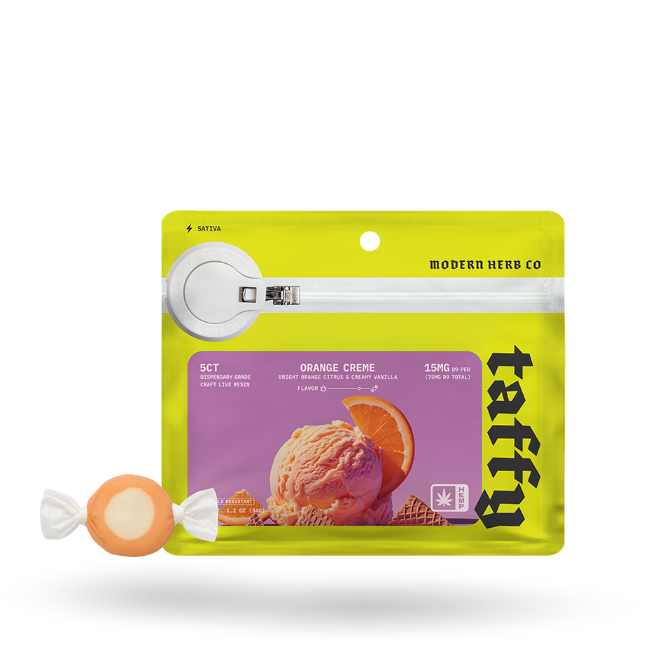 The Hemp Collect Live Resin D9 Taffy: Orange Creme (Sativa), 5ct
