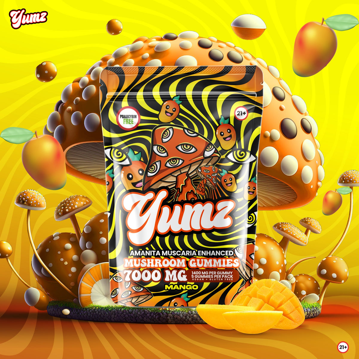 YUMZ - Mango ( Amanita Muscaria Mushroom Gummies ) Best Sales Price - Gummies