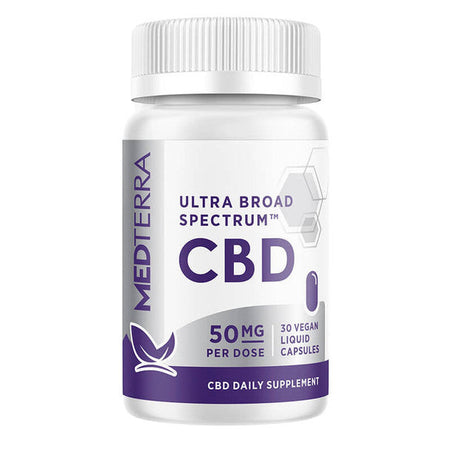 Medterra - CBD Capsules - Ultra Broad Spectrum Liquid Caps - 50mg Best Sales Price - Edibles