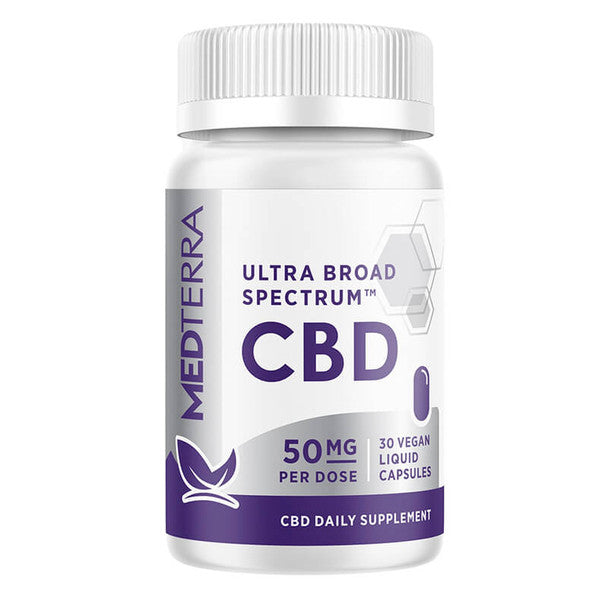 Medterra - CBD Capsules - Ultra Broad Spectrum Liquid Caps - 50mg Best Sales Price - Edibles