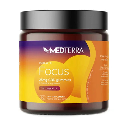 Medterra - CBD Edible - Focus Isolate Gummies - Red Raspberry - 25mg Best Sales Price - Edibles