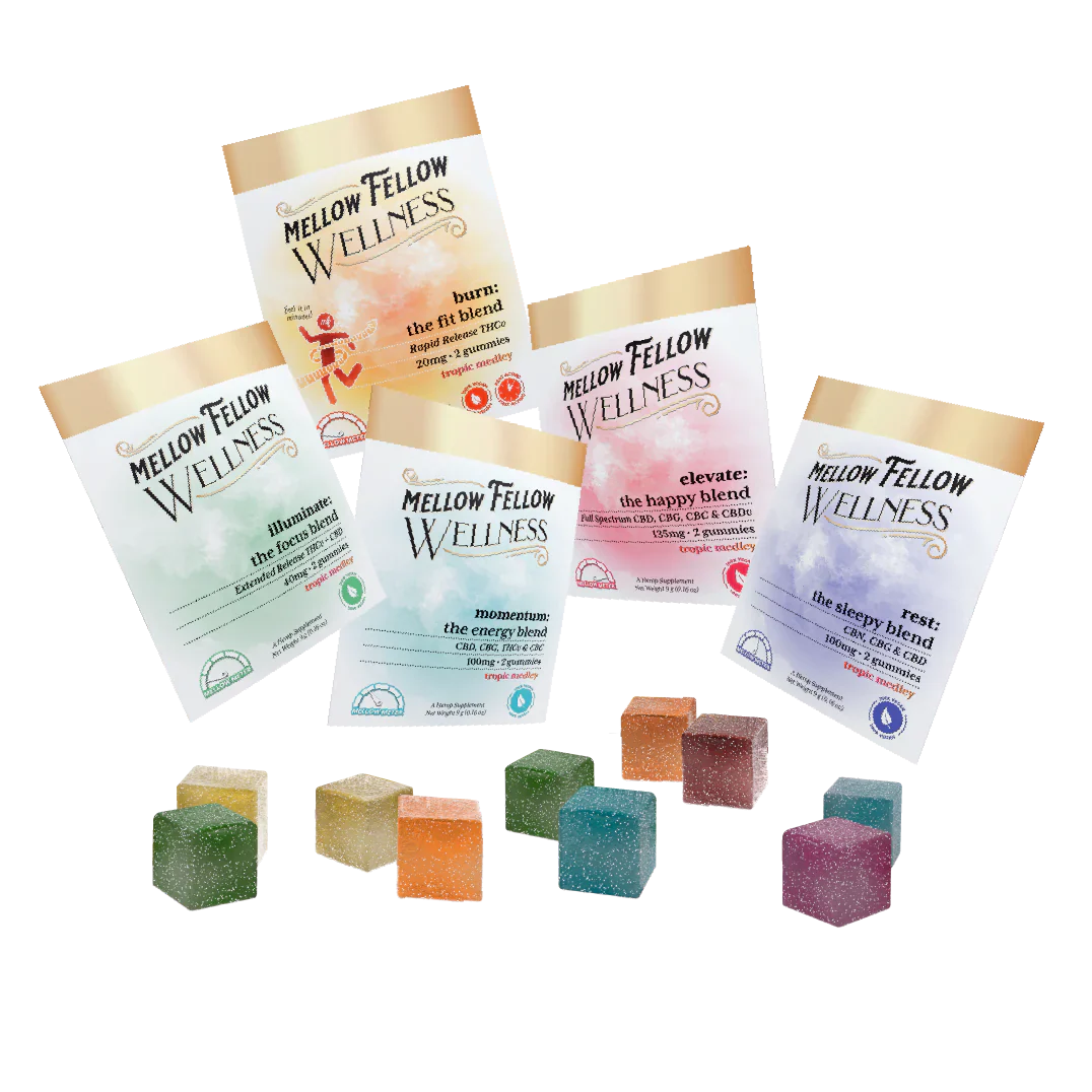 Mellow Fellow Wellness 2-cnt Gummies - 5 Pack Sampler Best Sales Price - Bundles
