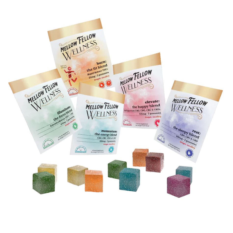 Mellow Fellow Wellness 2-cnt Gummies - 5 Pack Sampler Best Sales Price - Bundles