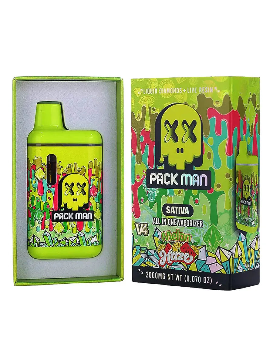 Melon Haze Pack Man V4 Liquid Diamonds Live Resin Vaporizer 2000MG