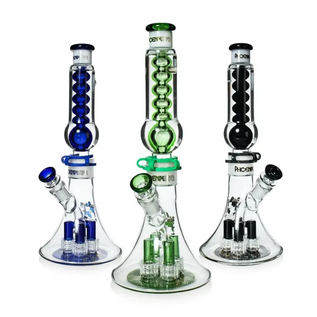 Modular Design Freezable Glycerin Glass Straight Tube Bong with 4 Showerhead Percs