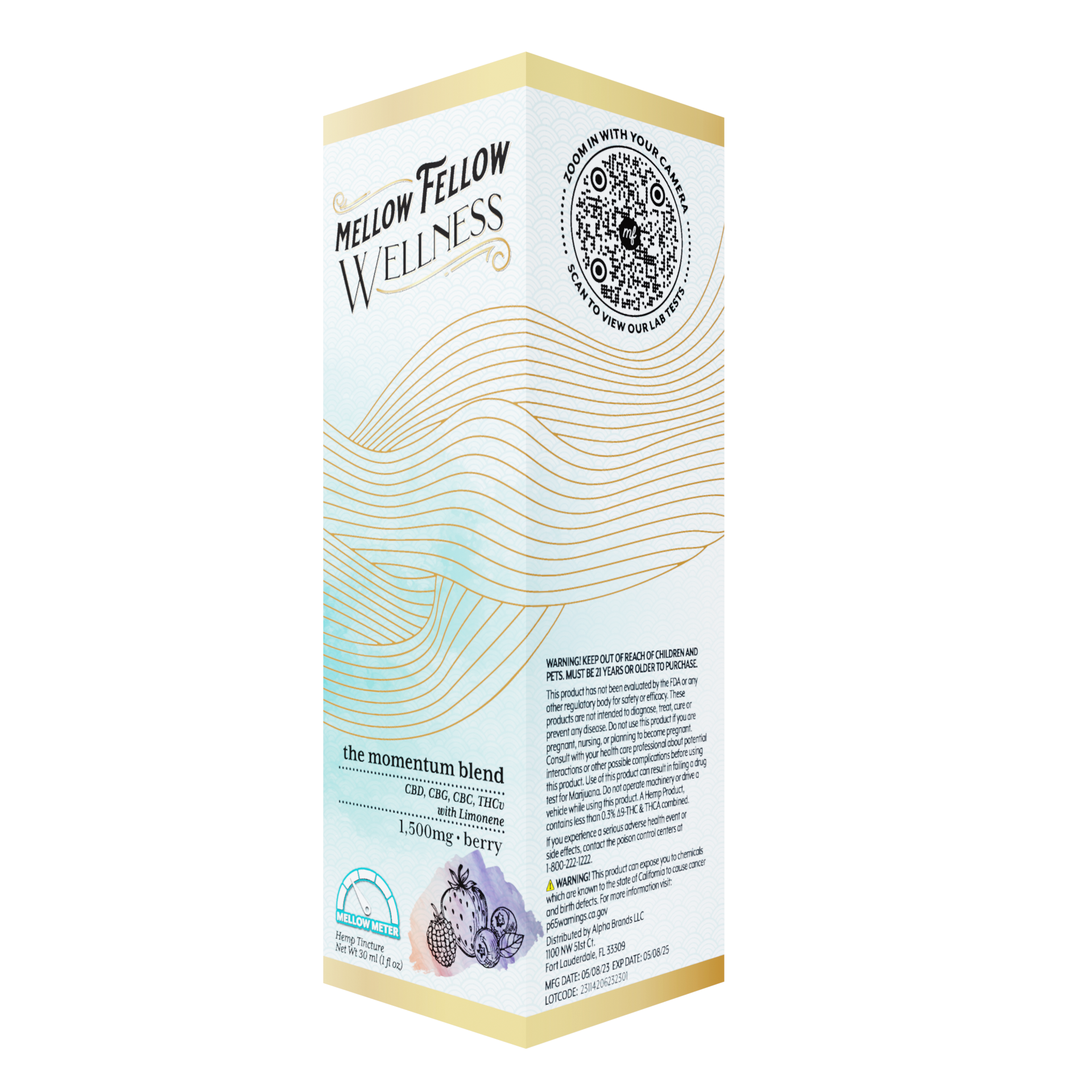 Mellow Fellow Wellness Tincture - Momentum Blend - Berry - 1500mg Best Sales Price - Edibles