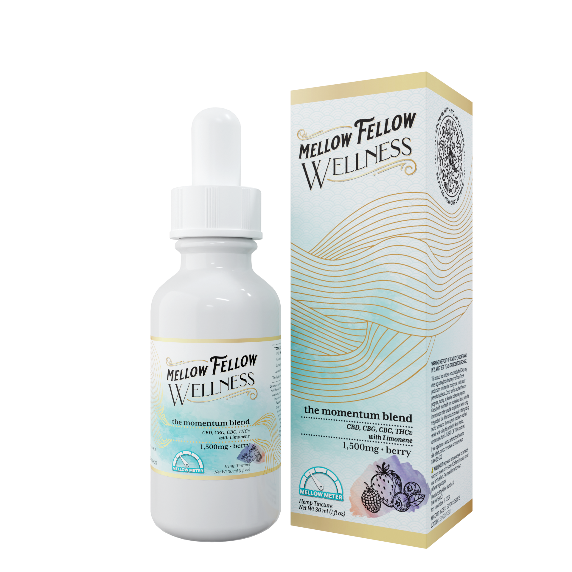 Mellow Fellow Wellness Tincture - Momentum Blend - Berry - 1500mg Best Sales Price - Edibles