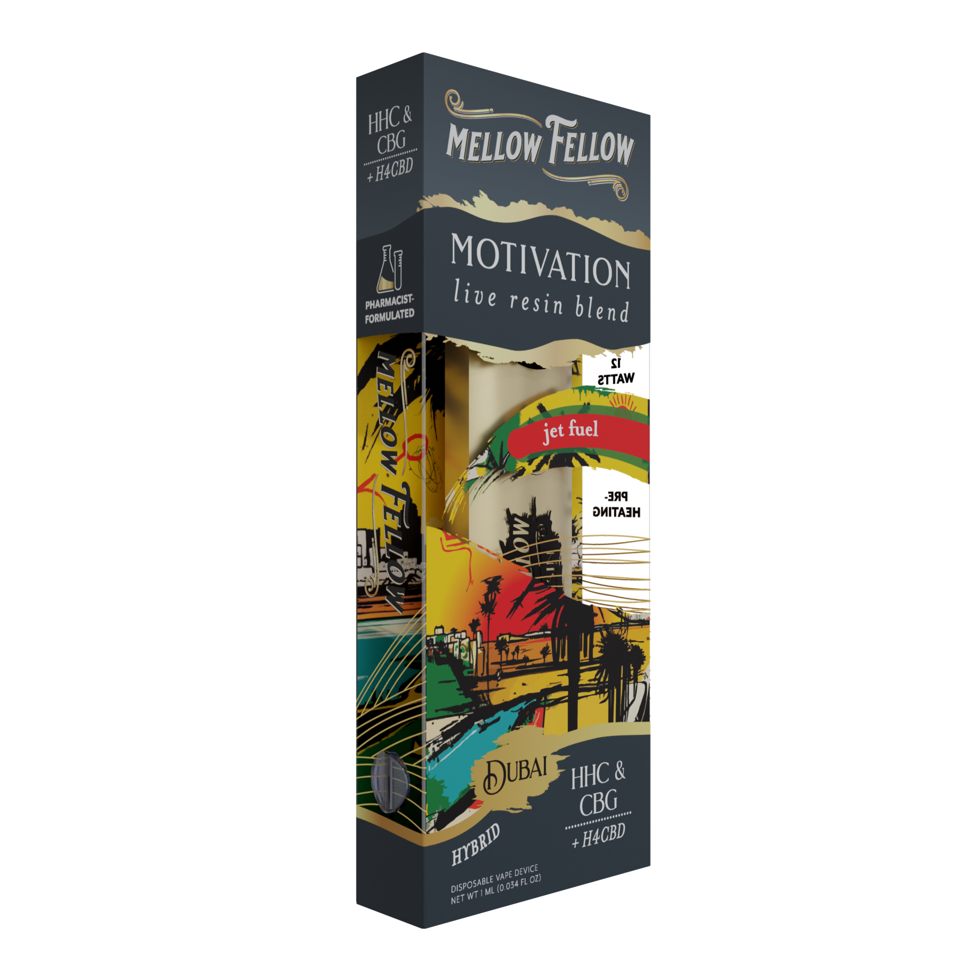 Mellow Fellow Motivation Dubai - Jet Fuel - Hybrid - 1ml Live Resin Disposable Vape Best Sales Price - Vape Pens