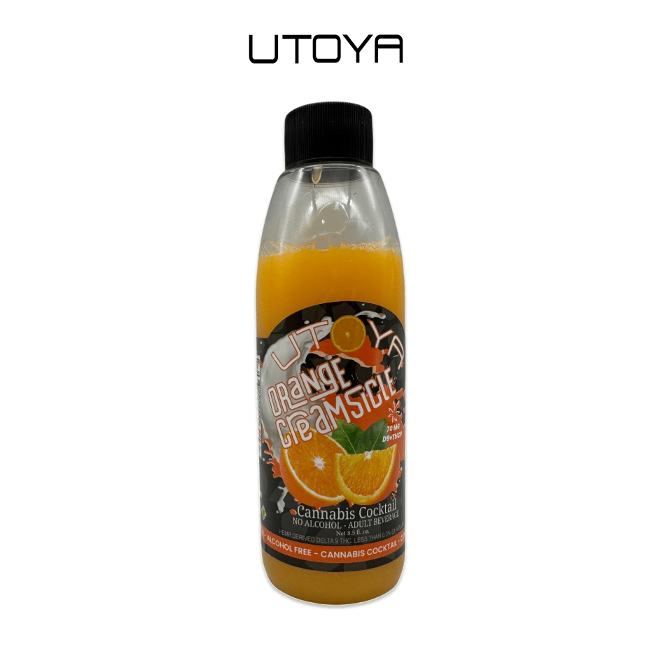 Utoya THC Drinks With Real Fruit- Cannabis Cocktails with D9 THC 8 Oz, 6 pack, Half Gallon