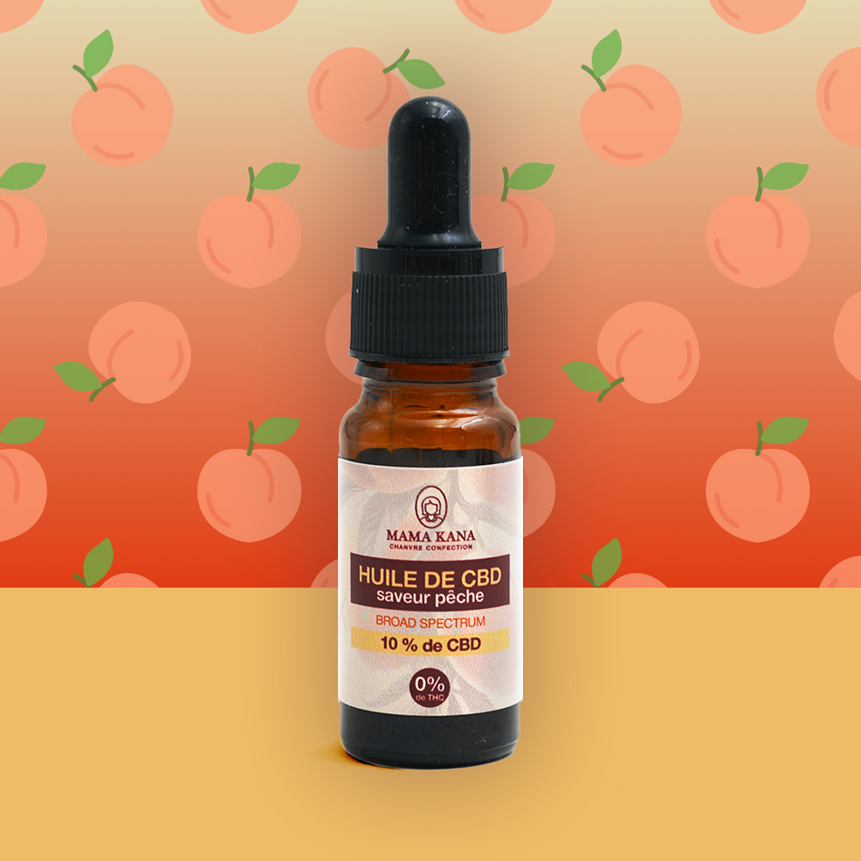 MAMA KANA CBD Huile 10% de CBD Broad Spectrum - Pêche 🍑