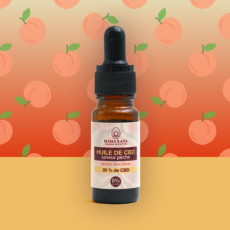 MAMA KANA CBD Huile 20% de CBD Broad Spectrum - Pêche 🍑