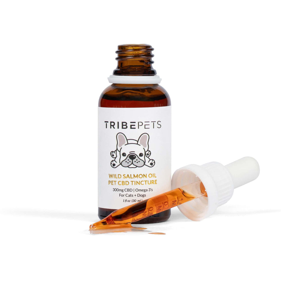 TribeTokes Pet CBD Tincture For Dogs + Cats | 300mg CBD + Wild Salmon Oil