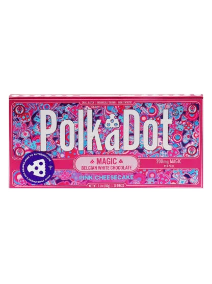 Pink Cheesecake PolkaDot Magic Mushroom Belgian White Chocolate 200mg Magic Per Piece