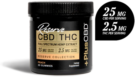 PlusCBD CBD GUMMIES 25MG | 2.5 MG THC 30CT PEACH Best Sales Price - Gummies