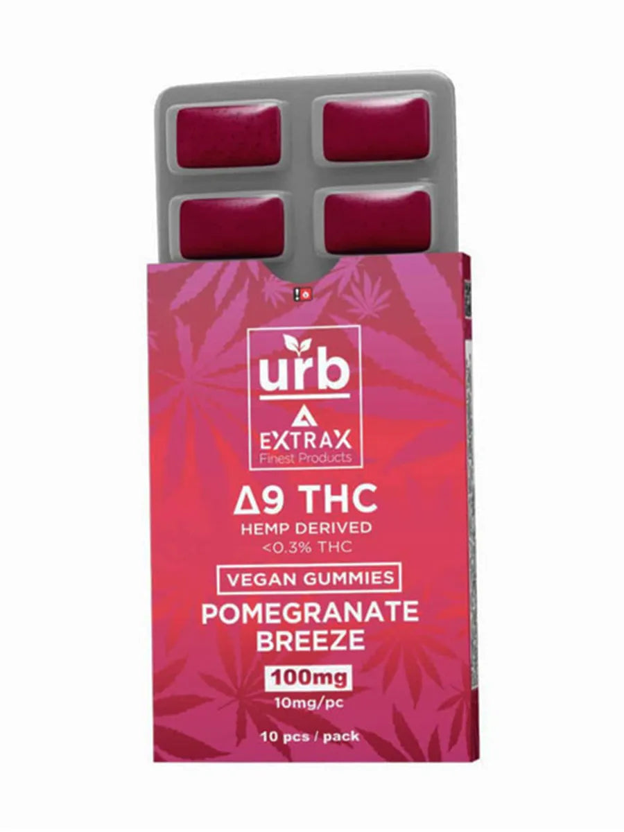 Pomegranate Breeze Urb x Delta Extrax Delta 9 THC Vegan Gummies 10ct 100mg
