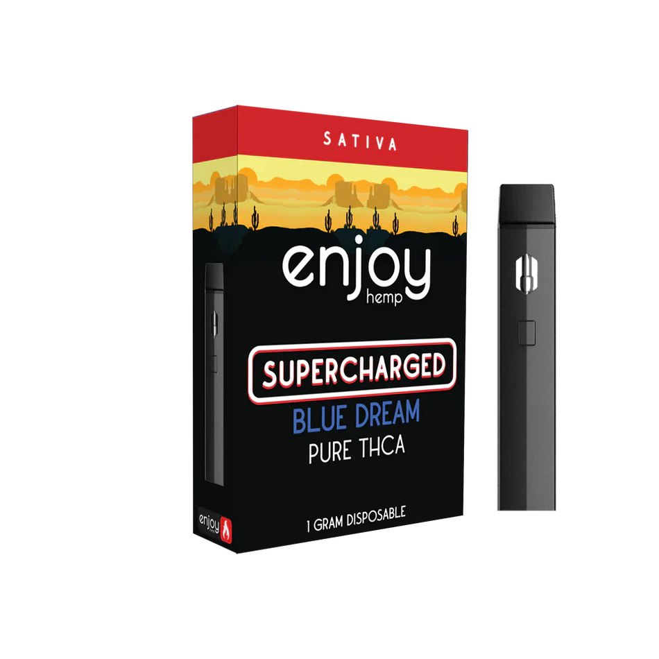 Enjoy Hemp Pure THCA 1ml Disposable for Supercharged - Blue Dream - Sativa Best Sales Price - Vape Pens