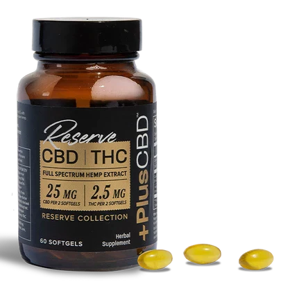 PlusCBD Reserve Softgels 25MG CBD, 2.5MG THC Best Sales Price - Edibles