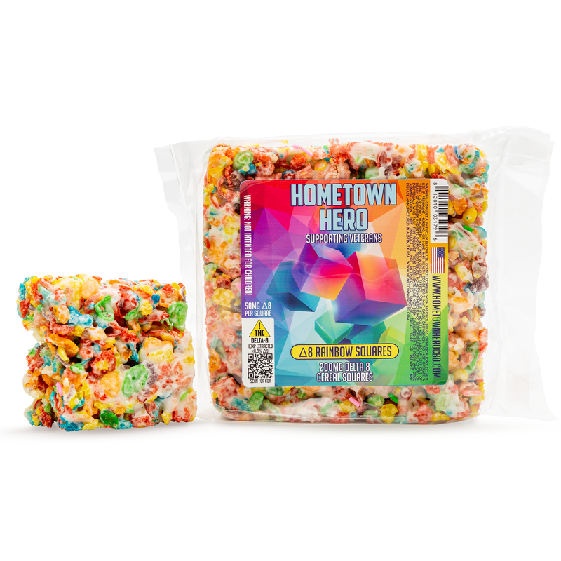 Delta-8 THC Rainbow Squares Crisp from Hometown Hero Best Sales Price - Edibles