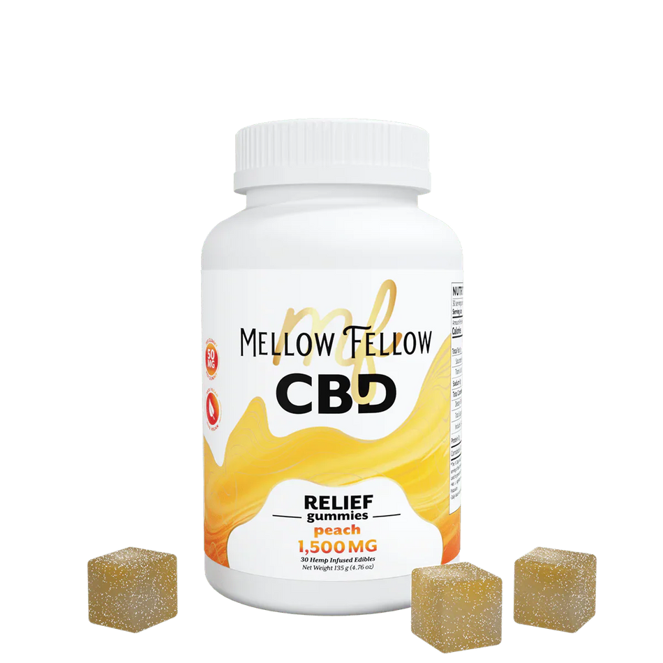Mellow Fellow Relief CBD Gummies - 1500mg - Peach