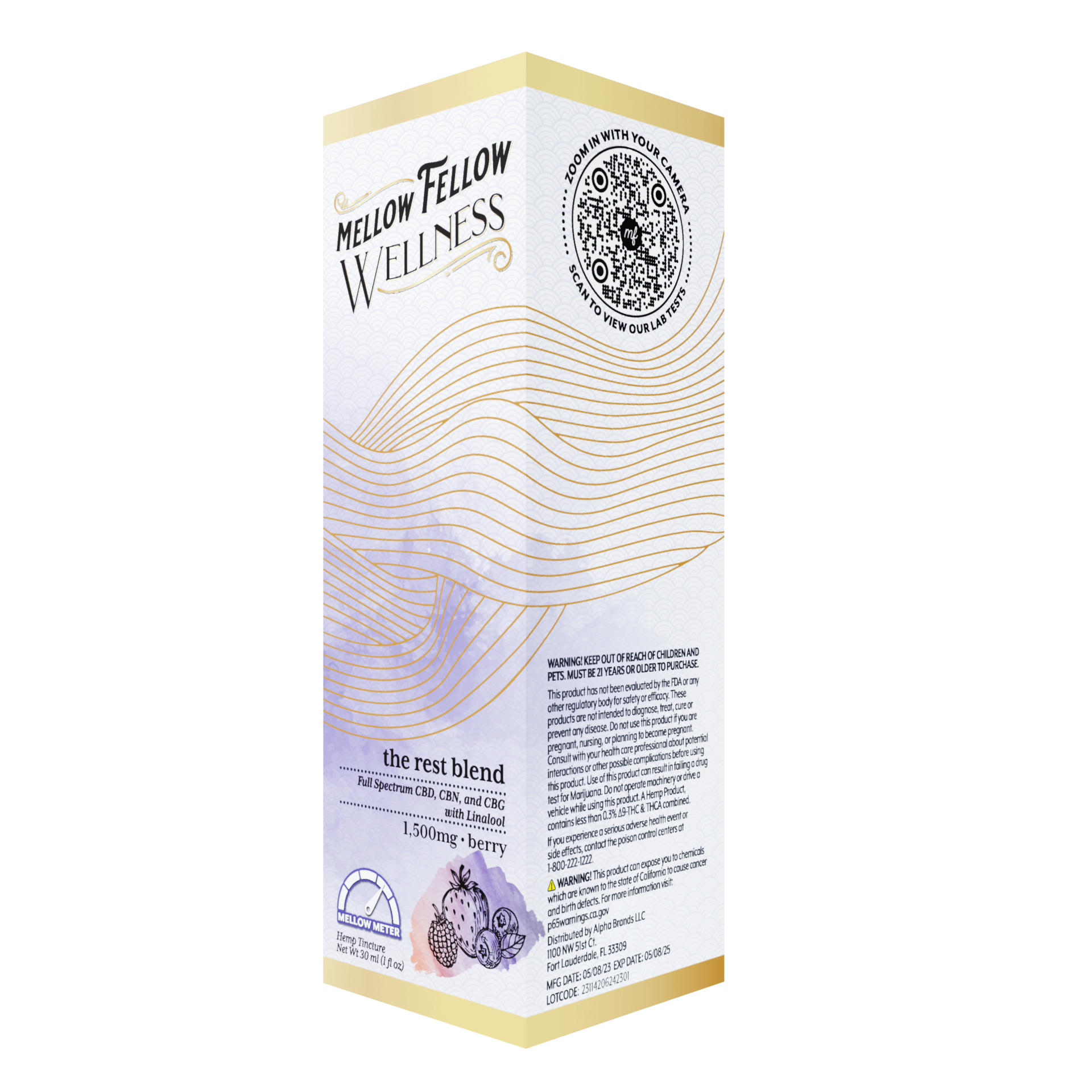 Mellow Fellow Wellness Tincture - Rest Blend - Berry - 1500mg Best Sales Price - Edibles