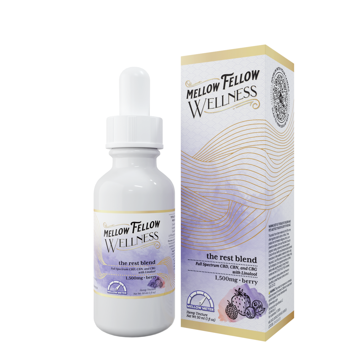 Mellow Fellow Wellness Tincture - Rest Blend - Berry - 1500mg Best Sales Price - Edibles