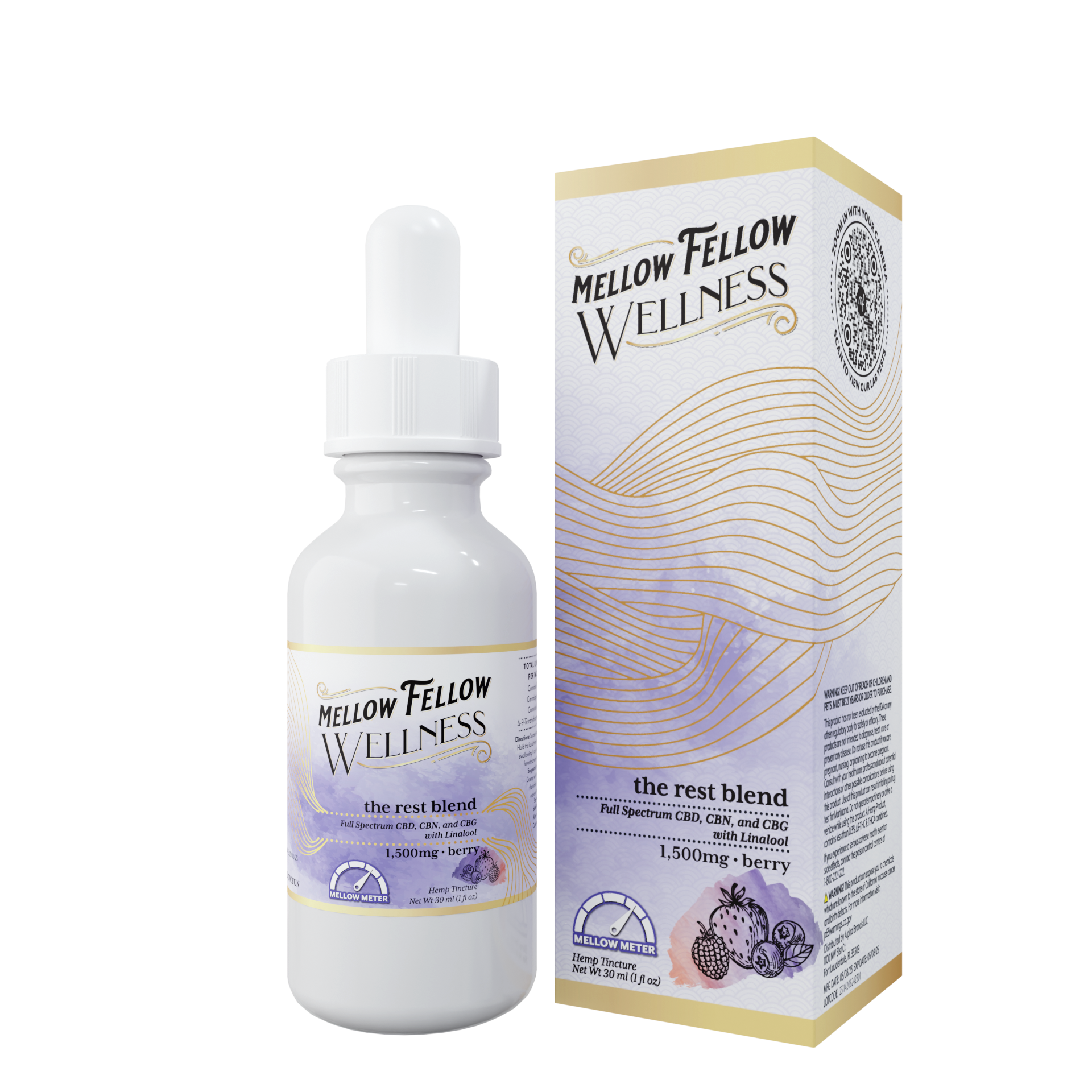 Mellow Fellow Wellness Tincture - Rest Blend - Berry - 1500mg Best Sales Price - Edibles
