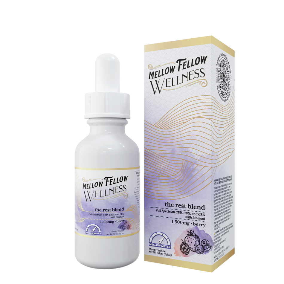 Mellow Fellow Wellness Tincture - Rest Blend - Berry - 1500mg Best Sales Price - Edibles