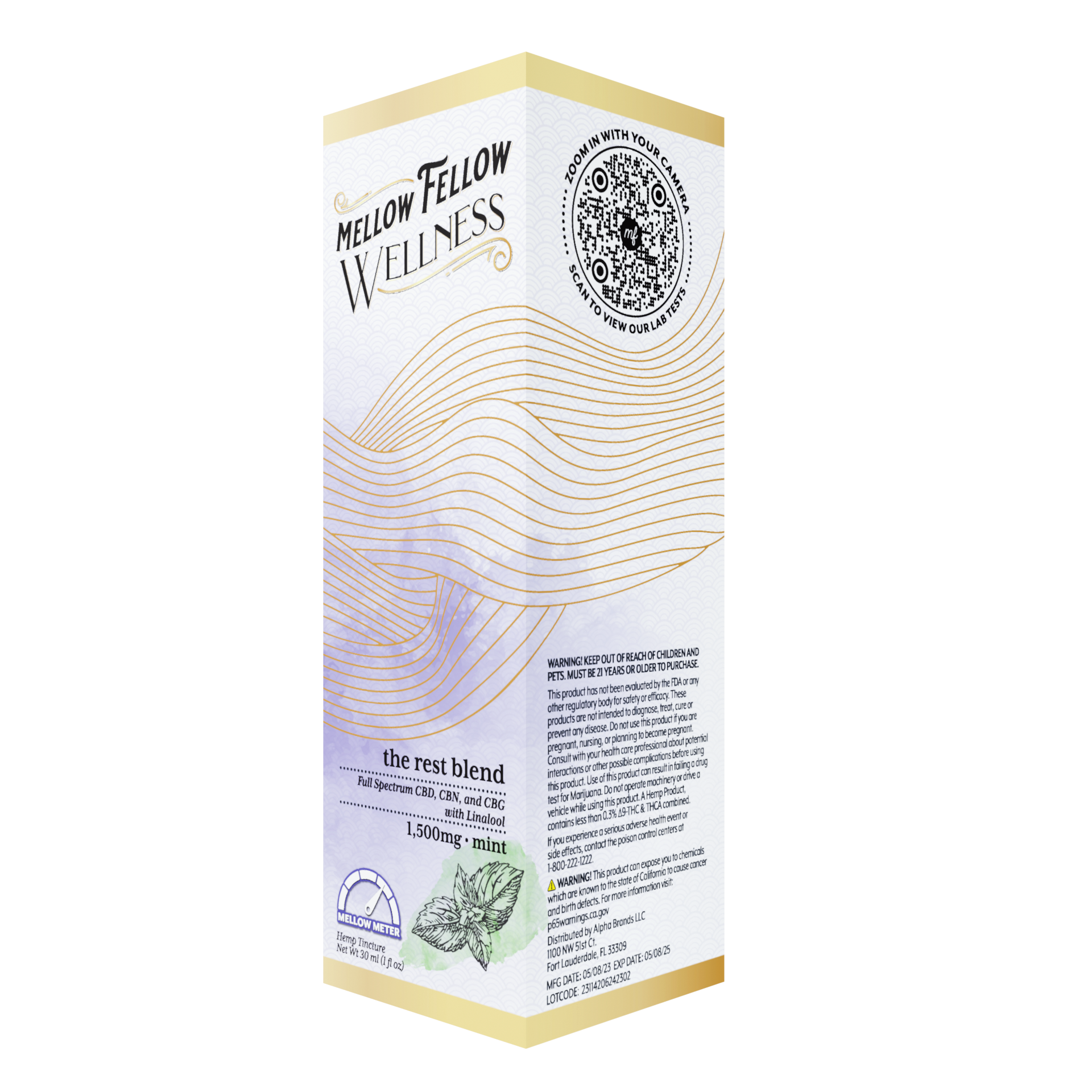 Mellow Fellow Rest Blend CBD Tincture - 1500mg - Mint Best Sales Price - Edibles