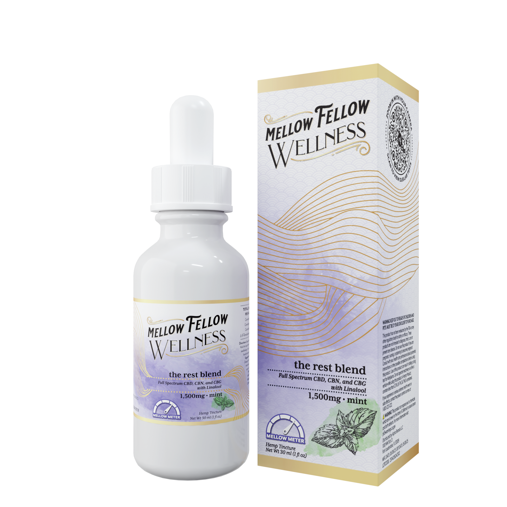 Mellow Fellow Rest Blend CBD Tincture - 1500mg - Mint Best Sales Price - Edibles