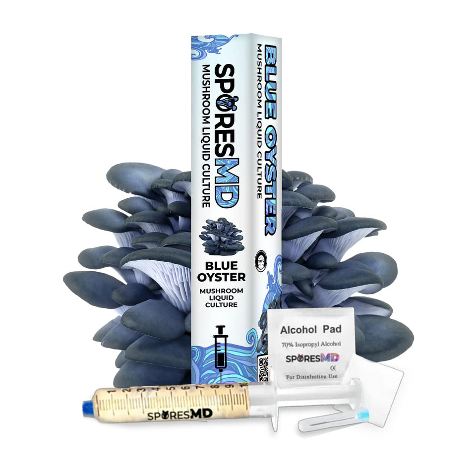 SporesMD Blue Oyster Organic Mushroom Liquid Culture Syringe (10ml)