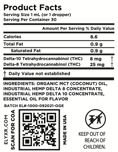Elyxr Delta 10 Tincture (1000mg) Best Sales Price - Tincture Oil
