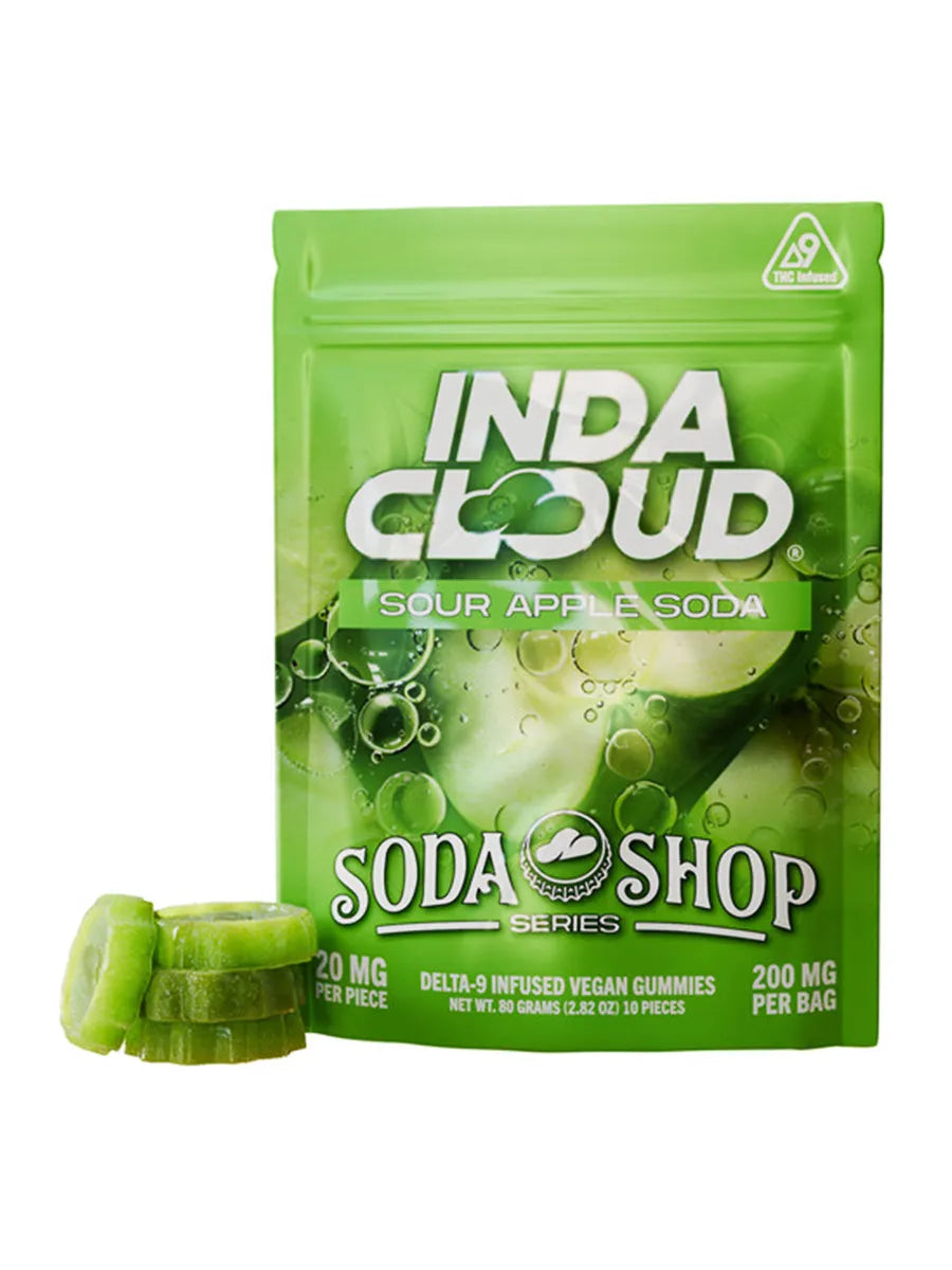 Sour Apple Soda IndaCloud D9 Infused Vegan Gummies 200MG