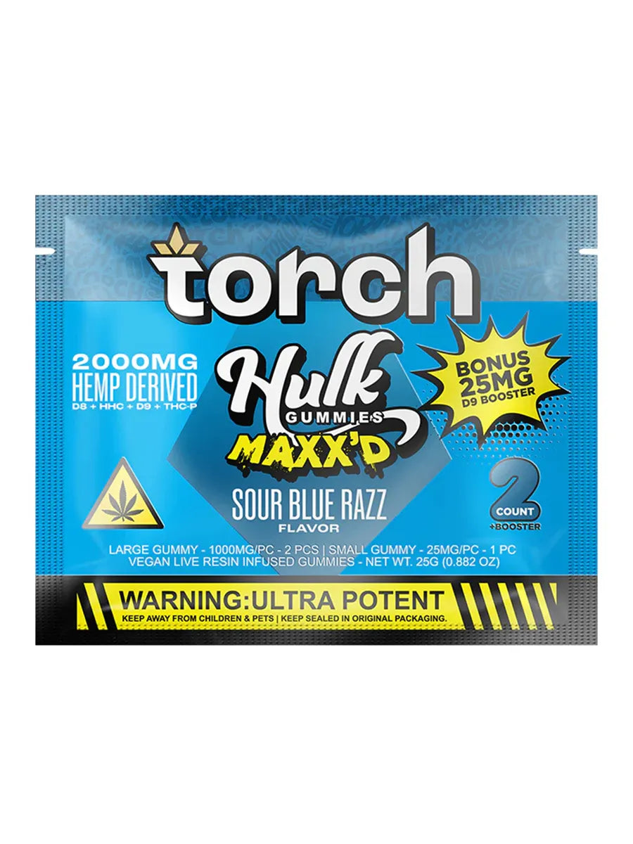 Sour Blue Razz Torch Hulk MAXX’D  Gummies 2000mg