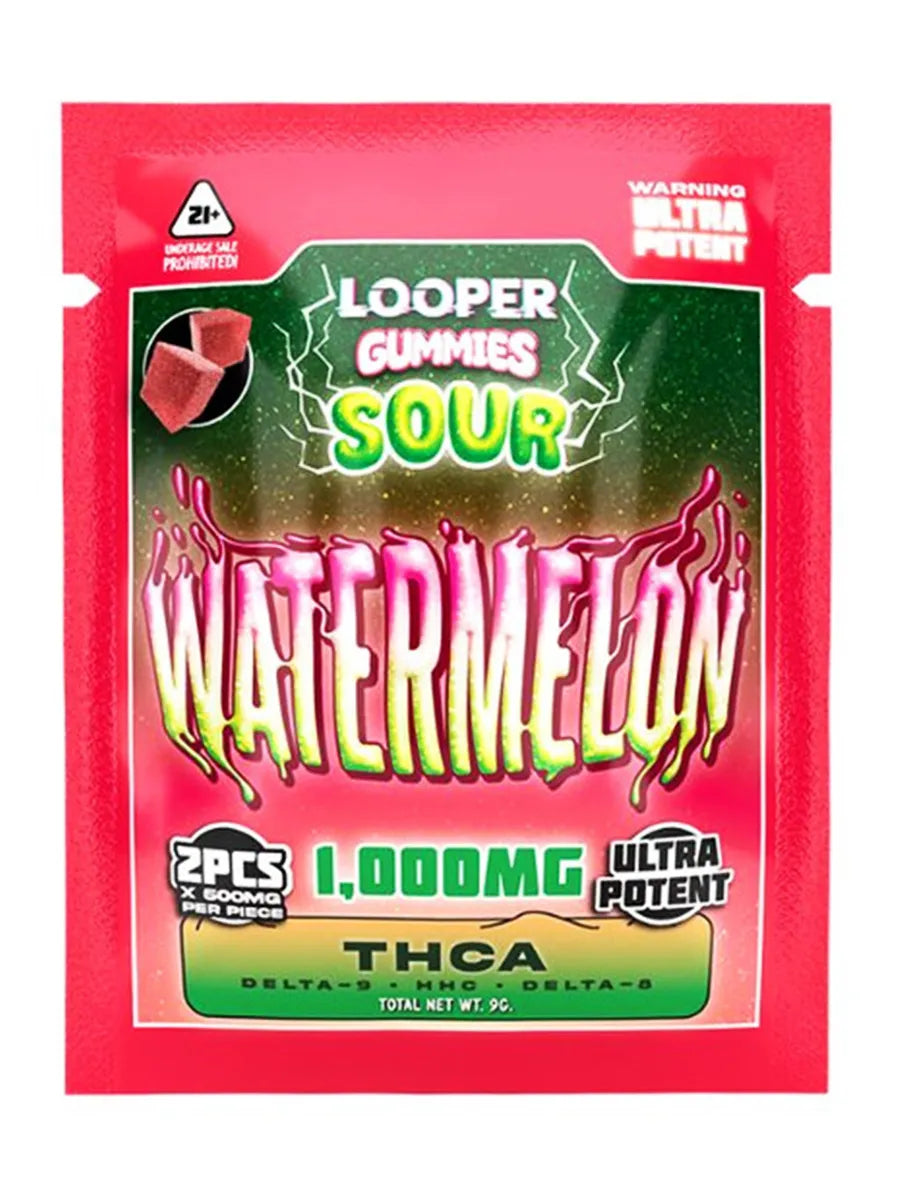 Sour Watermelon Looper THCA+Delta-9+HHC+Delta-8 Gummies 2ct 1000mg