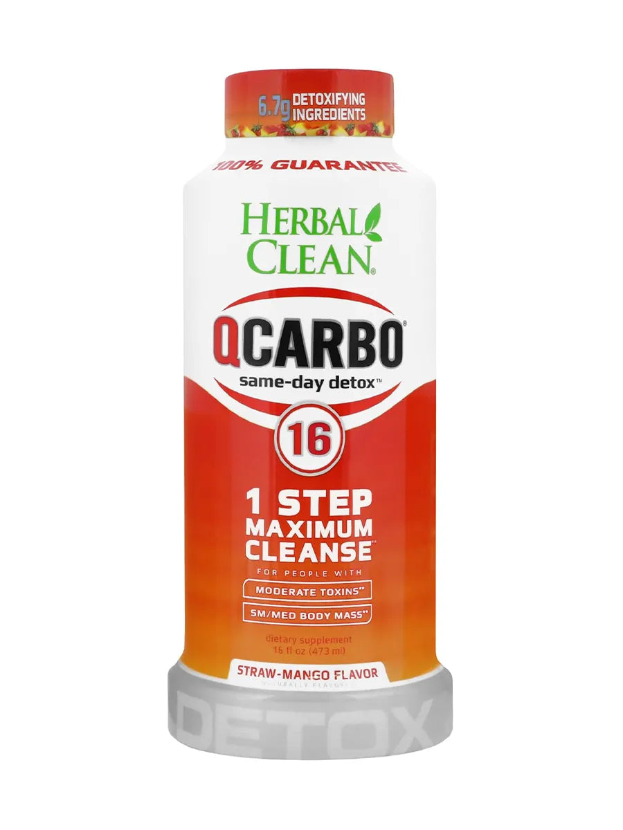Straw Mango Herbal Clean QCarbo16 Same-Day Premium Detox Drink 16 Fl Oz