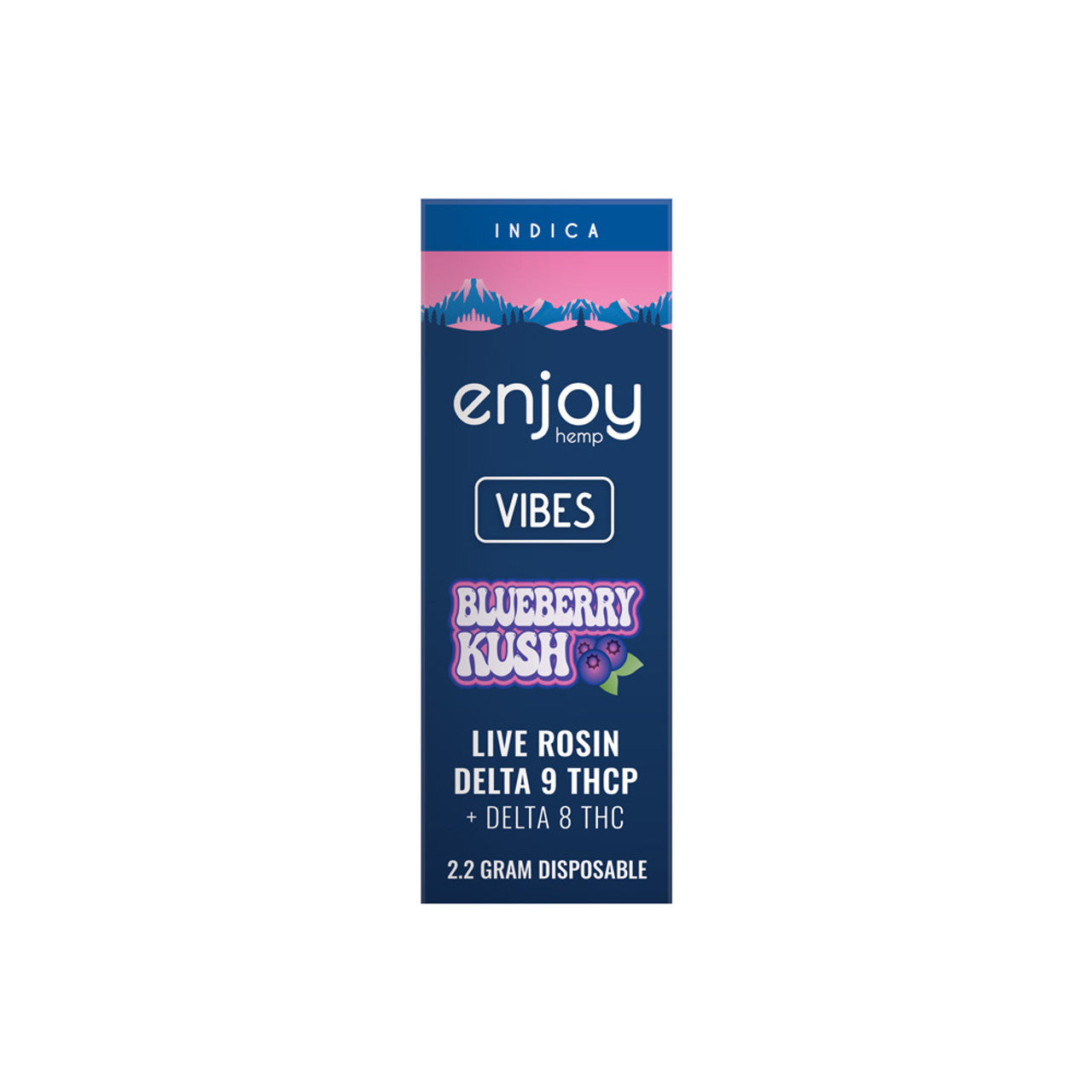 Enjoy Hemp Live Rosin Delta 9 THCP + Delta 8 THC 2.2 Gram Disposable for Vibes - Blueberry Kush (Indica) Best Sales Price - Vape Pens