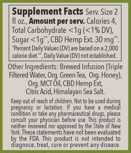 The Hemp Division Green Tea & Honey Shot - 30 MG CBD (Case of 8) Best Sales Price -