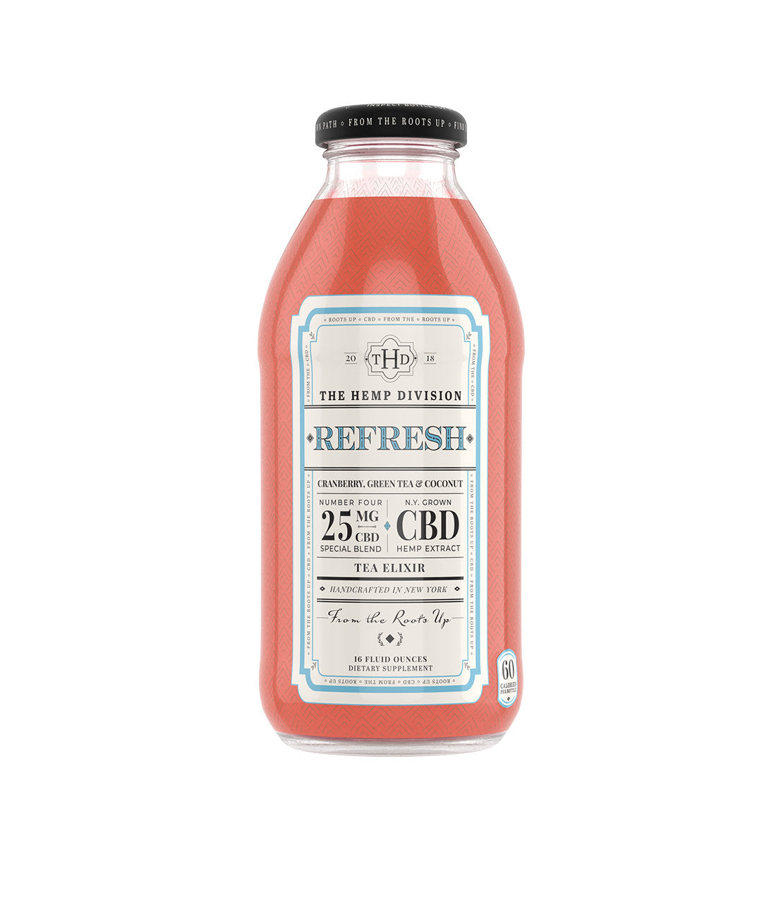 The Hemp Division Refresh Case of 12 - Cranberry, Green Tea & Coconut - 25 MG CBD Best Sales Price - Edibles