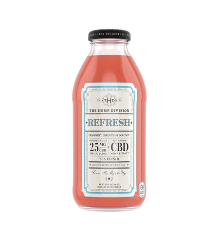 The Hemp Division Refresh Case of 12 - Cranberry, Green Tea & Coconut - 25 MG CBD Best Sales Price - Edibles