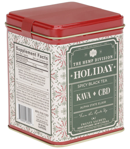 The Hemp Division Holiday Kava CBD - Tin of 20 Sachets - 21 MG Best Sales Price -