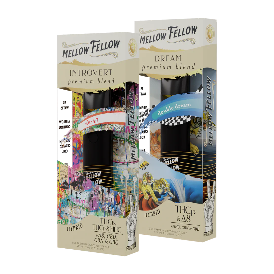 Mellow Fellow The Cozy Collection - Introvert (AK-47) and Dream( Double Dream) - 2 Pk 2ml Disposable Vapes Best Sales Price - Bundles