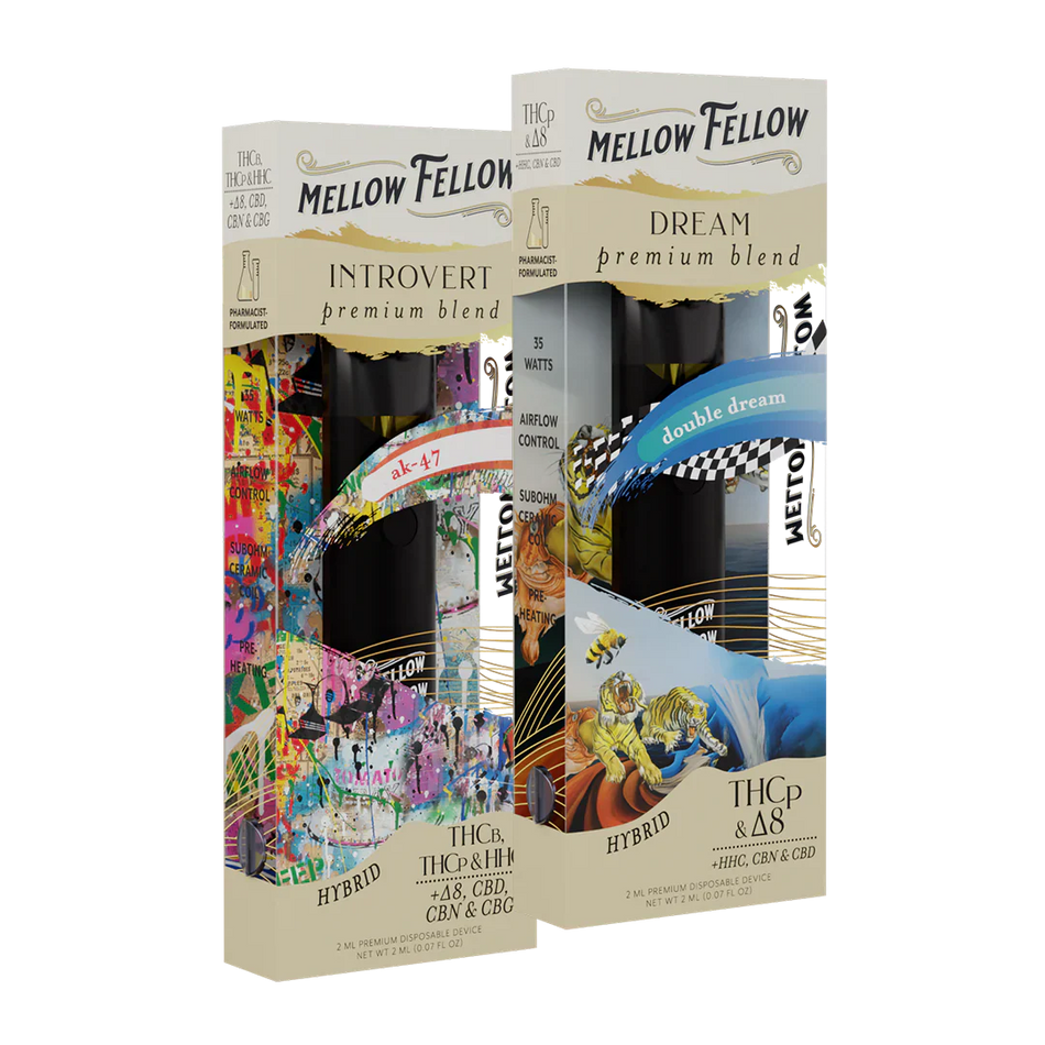Mellow Fellow The Cozy Collection - Introvert (AK-47) and Dream( Double Dream) - 2 Pk 2ml Disposable Vapes Best Sales Price - Vape Pens