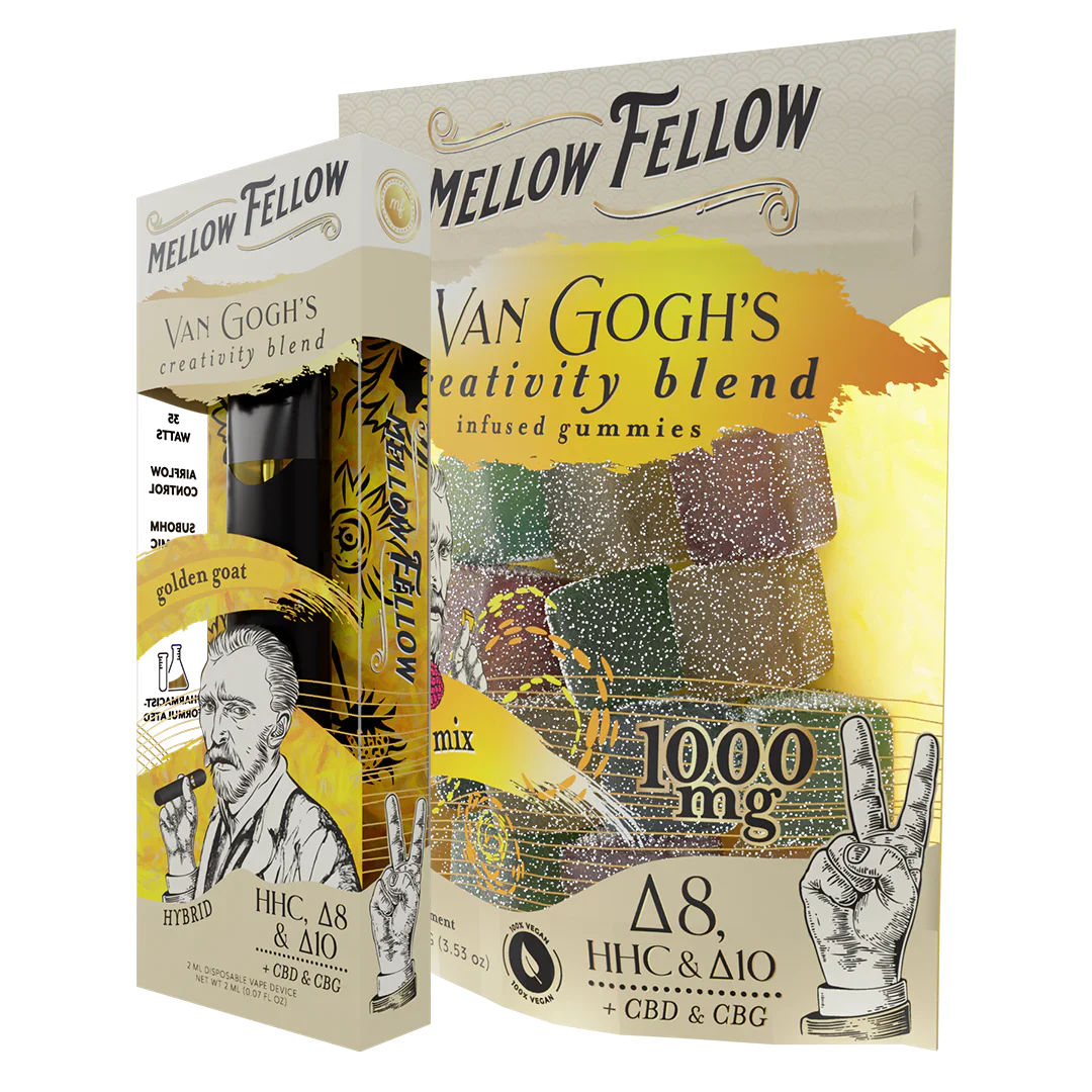 Mellow Fellow The Creativity Sour Bundle - Golden Goat 2ml Disposable Vape & Sour Mix Edibles Best Sales Price - Vape Pens