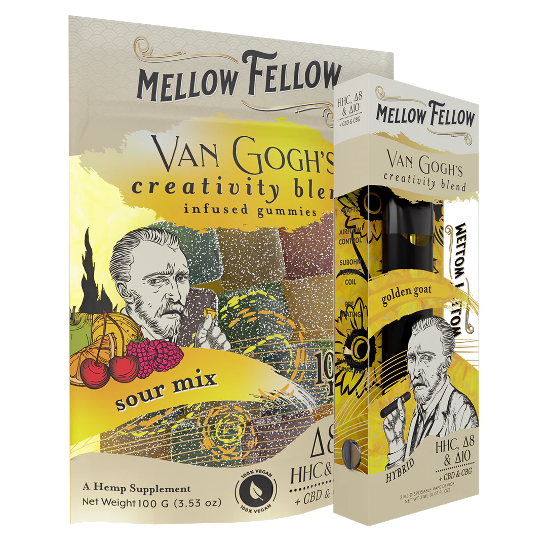 Mellow Fellow The Creativity Sour Bundle - Golden Goat 2ml Disposable Vape & Sour Mix Edibles Best Sales Price - Vape Pens