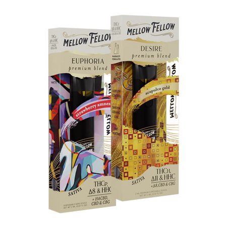 Mellow Fellow The Date Night Bundle - Desire (Acapulco Gold) and Euphoria (Strawberry Amnesia) - 2 Pk 2ml Disposable Vapes Best Sales Price - Vape Pens