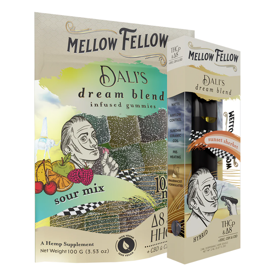 Mellow Fellow The Dream Sour Bundle - Sunset Sherbet 2ml Disposable Vape & Sour Mix Edibles Best Sales Price - Vape Pens