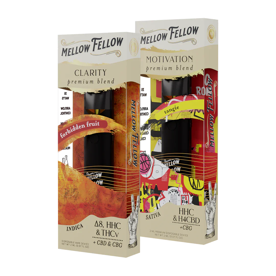 Mellow Fellow The Go-Getter’s Bundle - Clarity (Forbidden Fruit) and Motivation (Tangie) - 2 Pk 2ml Disposable Vapes Best Sales Price - Bundles