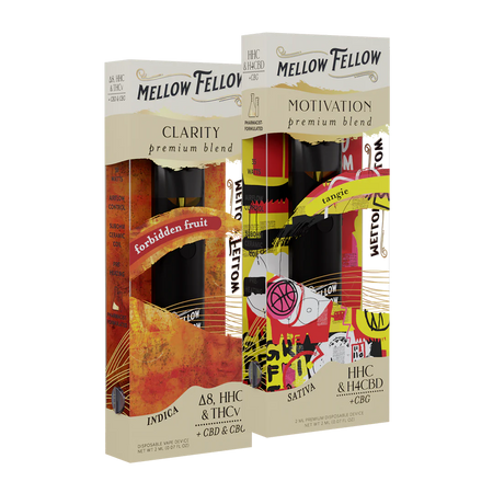 Mellow Fellow The Go-Getter’s Bundle - Clarity (Forbidden Fruit) and Motivation (Tangie) - 2 Pk 2ml Disposable Vapes Best Sales Price - Bundles