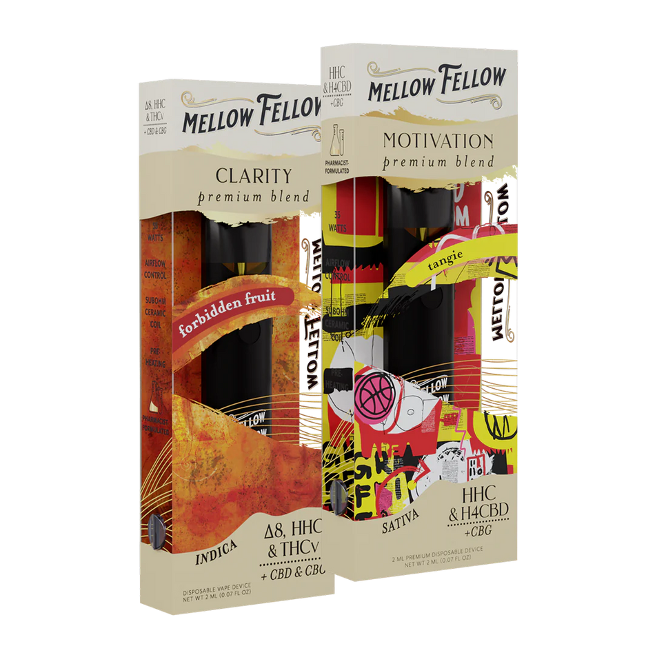 Mellow Fellow The Go-Getter’s Bundle - Clarity (Forbidden Fruit) and Motivation (Tangie) - 2 Pk 2ml Disposable Vapes Best Sales Price - Bundles