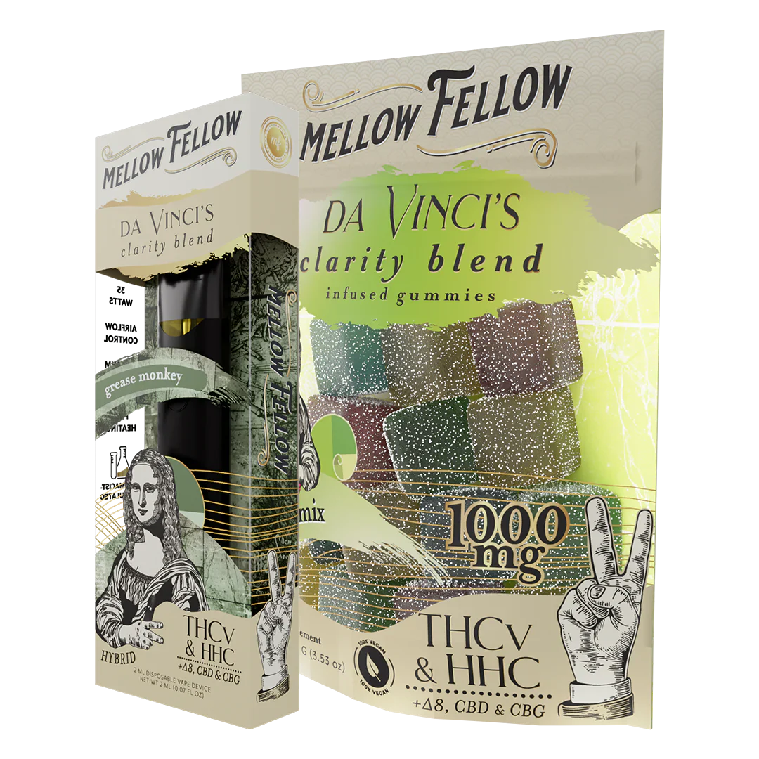 Mellow Fellow The Clarity Sour Bundle - Grease Monkey 2ml Disposable Vape & Sour Mix Edibles Best Sales Price - Bundles
